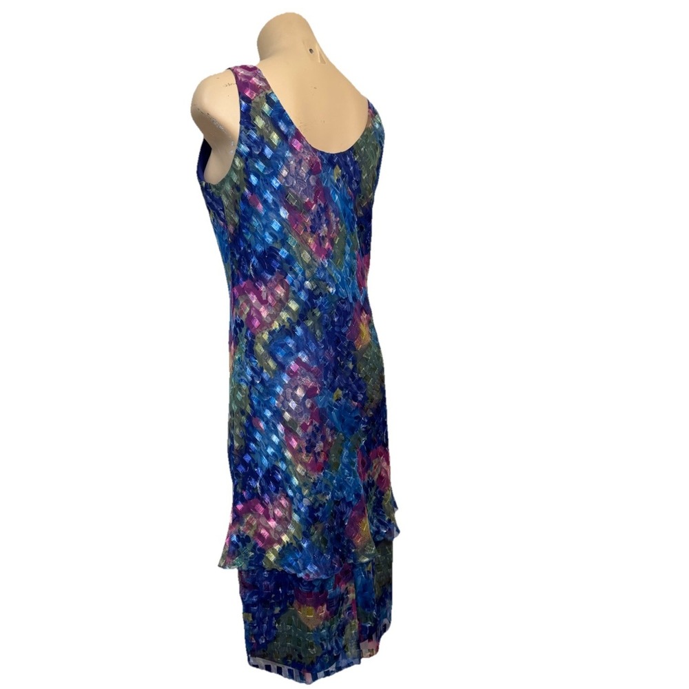 Vintage Patra Women's Dress Size 8 Peacock Fairy Shimmery Tiered - Picture 3 of 8